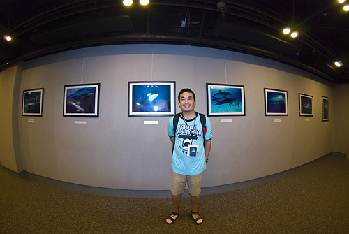 Stephen & his photo panels in July 2010 HK Dive Resort Travel Show's Photo Exhibition 01